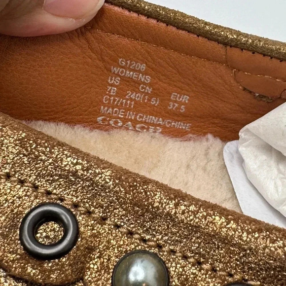 Coach Metallic Gold Rexy Roccasin Slip On Flats Size 7 - Picture 8 of 11